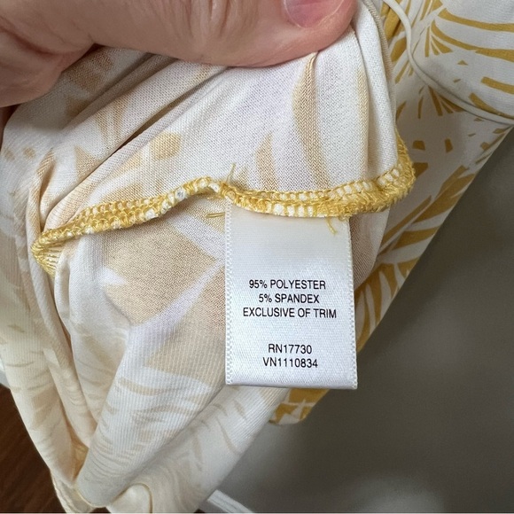 Merona Yellow and White Leaf Print Below the Knee Midi Dress size XXL - Picture 7 of 11